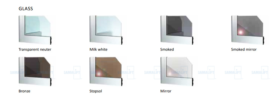 Kính mà GamaLift sử dụng cho thang máy có đến 7 màu sắc đa dạng